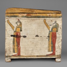 Canopic box, Goluchów Greater Poland Voivodeship; Sons of Horus, falcons, jackals, Isis, Nephthys;