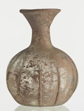 Flask; body in the shape of a flattened sphere, decorated with ribs; maker, Syria, 2nd–3rd century
