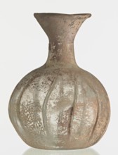 Flask; body in the shape of a flattened sphere, decorated with ribs;, Syria; 2nd–3rd century AD.
