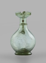 Oinochoe, Transparent, light green glass; spherical belly on a foot with a clearance, created by