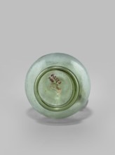 Oinochoe. Transparent, light green glass. Spherical belly on a foot with a clearance, created by