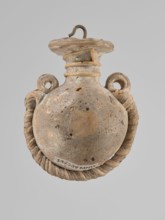 Ampoule, Egyptian workshop, 4th century BC, vessel, height 5.2 cm, width 4.2 cm, A rounded ceramic