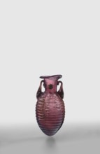 Amphora, unknown eastern workshop; De Tommaso form 20. Translucent manganese glass; elongated ovoid