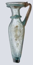 Bottle; eastern workshop, 3rd–4th century AD. Transparent bluish-green glass, free-blown; short