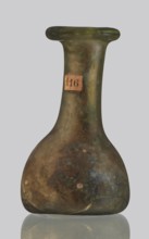 Vial, unknown eastern workshop, hemispherical body with a flat bottom, high cylindrical neck with