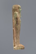 Ushabti, Hor-em-saf ca. 664–525 BC. Mummy-shaped figurine of green faience, 10.6 cm high, 3.2 cm