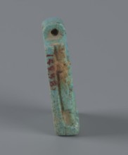 Amulet — plaque with a triad of deities: Harpocrates Horus, Isis, Nephthys. Amulet in the shape of