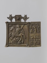Two wings of a prayer triptych: St. Demetrius of Solon and images of church feasts; Russian
