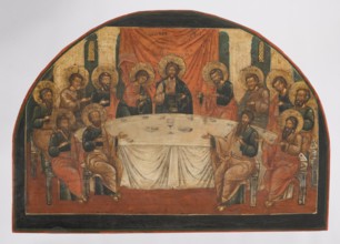 Icon: Last Supper, Russian workshop. The Last Supper iconography; Jesus Christ; Judas; Peter the