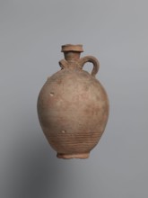 Bottle, unknown Egyptian workshop; painted Coptic pottery vessel bottle, marl clay with limestone