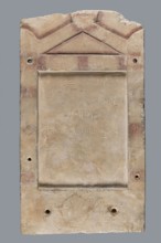 Stela Alexis, Small limestone stele with simple architectural decoration. Recessed epigraphic field