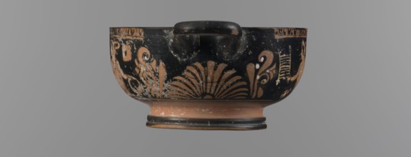 Red-figure bowl with Eros and a young woman, /workshop, red-figure pottery, bowl kylix, yellow clay