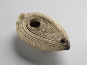 Oil lamp, Islamic art, Arabic culture; household ceramic oil lamp almond-shaped misbah zajti with