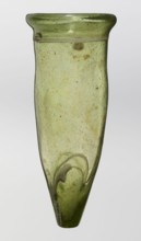 Lamp oil container, deposit; Islamic art, Arabic culture; glass oil lamp with cream enamel thread
