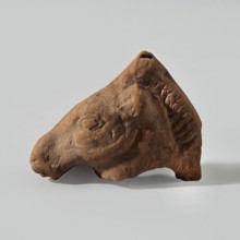 Horse head, Fragment of a terracotta figurine showing a horse's head with a mane. Hellenistic or