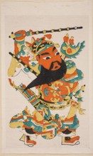 Menshen Gate Guard in Military Costume, Chinese, Menshen Gate Guard iconography, nianhua New Year's