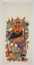 Menshen Gate Guardian with He He Deities, Chinese, protective deities iconography, Menshen Gate
