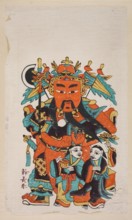 Menshen Gate Guardian with deities He He, protective deities iconography, Chinese culture, nianhua