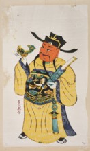 Menshen Gate Guardian, nianhua New Year's picture, early 20th century, China; graphic print; height