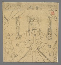 The Deity of Flowers, nianhua New Year's picture, early 20th century, Chinese Shandong, graphic