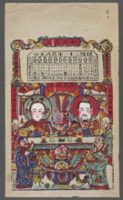 God of the Home Zaowang with his wife; unknown artist; gods; nianhua New Year's picture; shown
