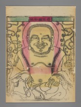 Buddha Maitreya Milefo, nianhua New Year's picture, early 20th century, Chinese, Beijing; graphic