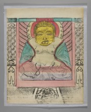 Buddha Maitreya Milefo, Chinese, early 20th century, nianhua New Year's picture woodblock print or