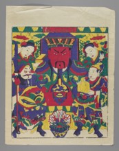 God of War — Guandi; maker, Chinese; nianhua New Year's picture; depiction of the deity Guandi with