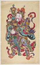 Menshen Gate Guardian, unknown artist; woodblock nianhua New Year's print depicting a figure in