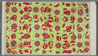Decorative paper with auspicious motifs, Chinese, graphic print, 20th century, China, graphic,