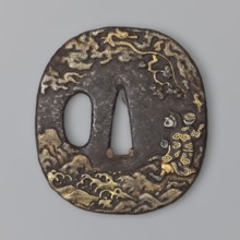 Crossguard tsuba, Japanese, early 19th century Edo period, 1603–1868. Oval tsuba tatemaru gata with