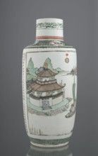 Vase, Chinese, Qing dynasty 1644–1911, 19th century. Colored porcelain Bangping vase from the green