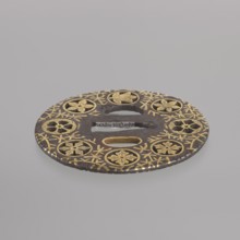 Crossguard tsuba, sword crossguard of maru gata round tsuba mon-sukashi type, decorated with eight