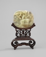 Small screen on base, Chinese art, Chinese culture, Qing 1644–1911, landscape motifs, peaches