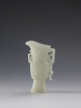 Vase with two taotie masks; Chinese porcelain vessel, Qing dynasty 18th–19th century; decoration:
