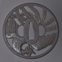 Crossguard tsuba, Kinai,  school, Echizen Kinai,  school; phoenixes iconography, hoo phoenix; sword