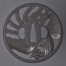 Crossguard tsuba, Kinai,  school, Echizen Kinai,  school; phoenixes hoo/hôô iconography; sword
