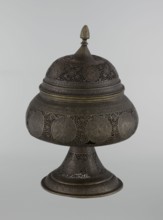 Censer, Persian Iran, Qajar dynasty late 18th–19th century. Brass censer, height 33.0 cm, diameter