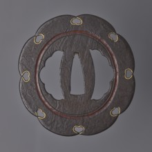 Crossguard tsuba, Kasuga school; maker: Kunihide. Tsuba in the shape of an eight-petaled flower