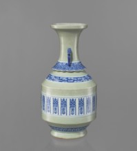 Vase, Chinese, Qing dynasty 1644–1911, 19th century. Ceramic vessel with longevity shou and bat