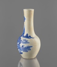 Vase, Chinese, Qing dynasty 1644–1911, 19th century. Blue-and-white porcelain vessel with