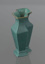 Vase, Chinese, Qing dynasty 1644–1911, ceramics; covered with a turquoise glaze with manganese