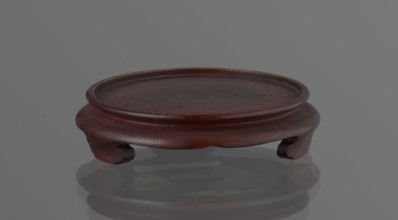 Vase on saucer. Cylindrical porcelain vase tapering toward the bottom with a flat rim. Light cream