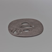 Crossguard tsuba, Ichiryû Hitotsuyanagi Tomoyoshi; Ichiryû school. Japanese iron tsuba, early 19th