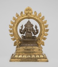 Ganesha, Indian, 19th century. Sculpture, height 26.0 cm, width 17.5 cm. The deity sits on a double