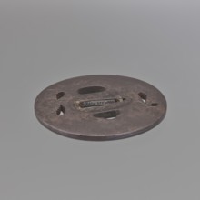 Crossguard tsuba, Masahide; Bushû school. Oval tsuba tatemaru gata with rectangular edge kaku mimi.