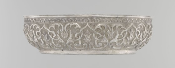 Bowl, Islamic art, Turkish, Ottoman dynasty 1299–1922, silver hammam bowl, geometric motifs and