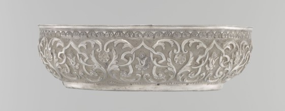 Bowl, Islamic art, Turkish, Ottoman dynasty 1299–1922, geometric motifs, plant ornament, tughra of