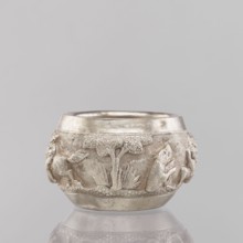 Bowl, South Asian culture, Indian culture, Indian art; hunting iconography with tigers, horses,
