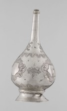 Bottle for spraying water soaked in perfumes, Islamic art; vessel with plant and floral ornament;